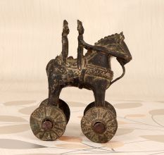 Handcrafted Finest Brass Horse with Rider in Vintage Finish