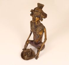 Vintage Finish Brass Tribal Lady Sitting Statue for Decoration