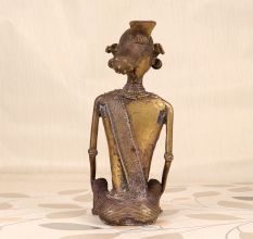 Vintage Finish Brass Tribal Lady Sitting Statue for Decoration