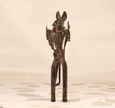 Handmade Vintage Brass Long Horse with Four Warriors Statue