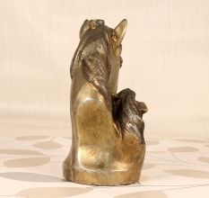 Vintage Brown Metal Two Horse Head Statue Paper Weight