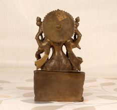 Hindu Goddess Brass Lakshmi Statue in Sitting Position for Decor