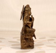 Hindu Goddess Brass Lakshmi Statue in Sitting Position for Decor