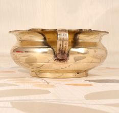 Shiny Golden Brass Handmade Urli in South Indian Art