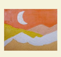 Calmshine Moon Canvas Painting by Artist Rutuja Pawar 16 x 20 Inch