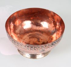 Islamic Vintage Copper Bowl with Engraving in Peshawari Art