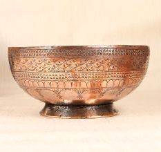 Handmade Traditional Copper Islamic Bowl with Engraving For Decor