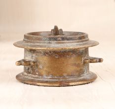 Rajasthani Art Handcrafted Brass Inkpot in Vintage Finish