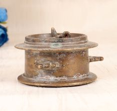 Rajasthani Art Handcrafted Brass Inkpot in Vintage Finish