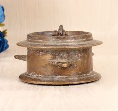 Rajasthani Art Handcrafted Brass Inkpot in Vintage Finish