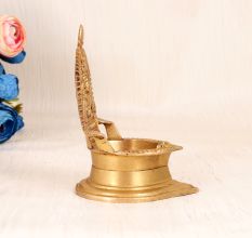 Vintage Handmade Gaja Lakshmi Oil Lamp for Indoor Decoration