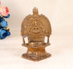 Indian Traditional Finest Brass Gaja Laxmi Oil Lamp for Decoration