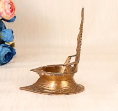Indian Traditional Finest Brass Gaja Laxmi Oil Lamp for Decoration