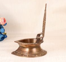 Traditional Handmade Brass Gaja Laxmi Oil Lamp for Rituals