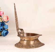 Traditional Handmade Brass Gaja Laxmi Oil Lamp for Rituals