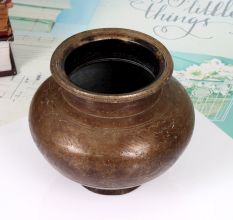 Vintage Handcrafted Brass Holy Water Pot with Carving for Rituals
