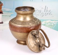Vintage Traditional Copper Brass Ganga Jali Water Pot for Rituals