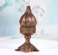 Vintage Handmade Brass Lotus Candle Stand with Elephant Base