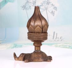 Vintage Handmade Brass Lotus Candle Stand with Elephant Base