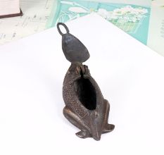 Vintage Fine Art Brass Frog Box in Dark Finish for Home Decor