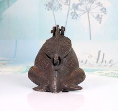 Vintage Fine Art Brass Frog Box in Dark Finish for Home Decor