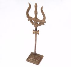 Traditional Vintage Brass Lord Shiva Trishul for Prayer Room