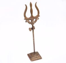 Traditional Vintage Brass Lord Shiva Trishul for Prayer Room