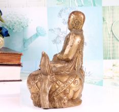 Traditional Japanese Art Brass Meditating Buddha Statue on Lion