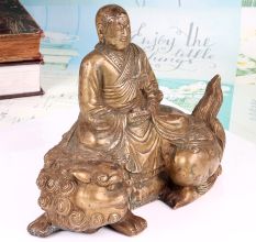 Traditional Japanese Art Brass Meditating Buddha Statue on Lion