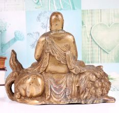 Traditional Japanese Art Brass Meditating Buddha Statue on Lion