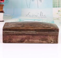 Vintage Plain Brass Jewelry Box in Brown Finish for Home Decor
