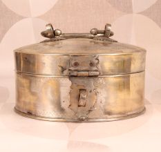 Engraved Handmade Brass Jewelry Box in Vintage Finish for Decor