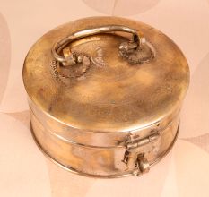 Engraved Handmade Brass Jewelry Box in Vintage Finish for Decor