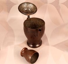Handmade Vintage Copper Jug and Four Glass Set for Decor