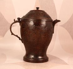 Handmade Vintage Copper Jug and Four Glass Set for Decor