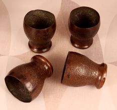 Handmade Vintage Copper Jug and Four Glass Set for Decor