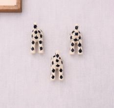 Black White Ceramic Dog Tail Shaped Wall Hooks-3 Pieces