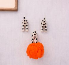 Black White Ceramic Dog Tail Shaped Wall Hooks-3 Pieces