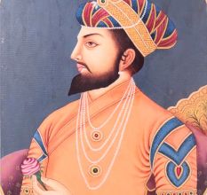 Mughal King Acrylic Canvas Painting on Board for Decoration