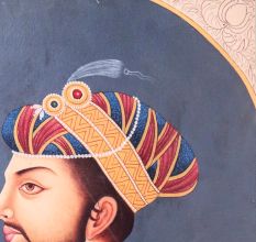 Mughal King Acrylic Canvas Painting on Board for Decoration