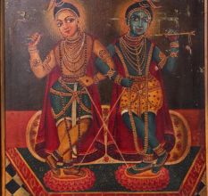 Hand-Painted Canvas Oil Painting of Lord Krishna and Balram