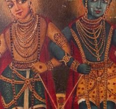 Hand-Painted Canvas Oil Painting of Lord Krishna and Balram