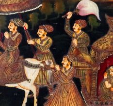 Tanjore Board Painting of Royal Wedding in Antique Finish