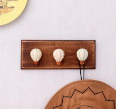 Multicolor Ceramic Hot Air Balloon Modern Kids Wooden Wall Hook
