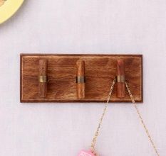 Natural T Bar Wood Brass Wooden Wall Hook