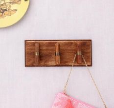 Natural T Bar Wood Brass Wooden Wall Hook