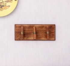 Natural T Bar Wood Brass Wooden Wall Hook