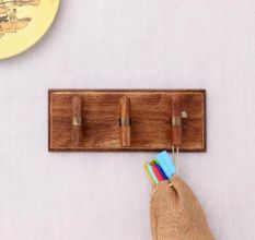 Natural T Bar Wood Brass Wooden Wall Hook