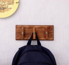 Natural T Bar Wood Brass Wooden Wall Hook