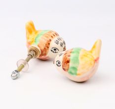 Yellow Green Ceramic Bird Modern Kids Cabinet Knob